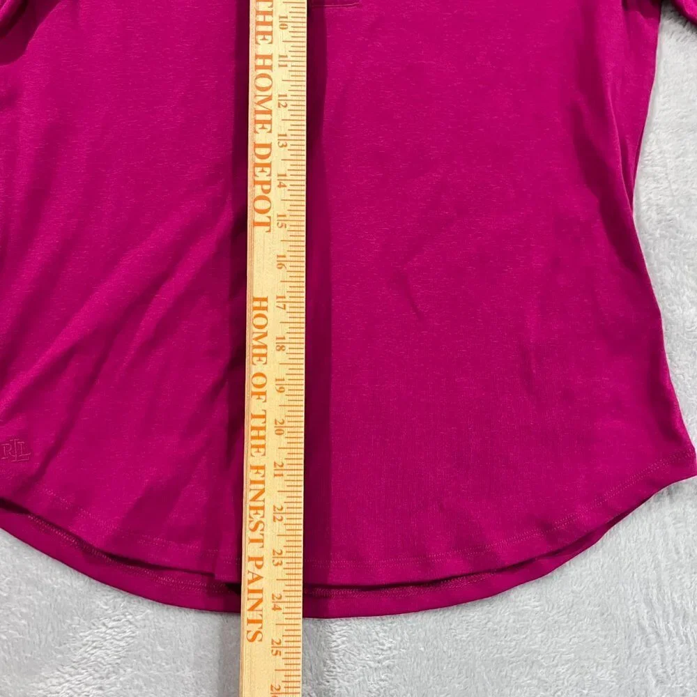 LAUREN Ralph Lauren Lace-Up Stretch Cotton Top Blouse Pink Sz Large NWT‎ Women's